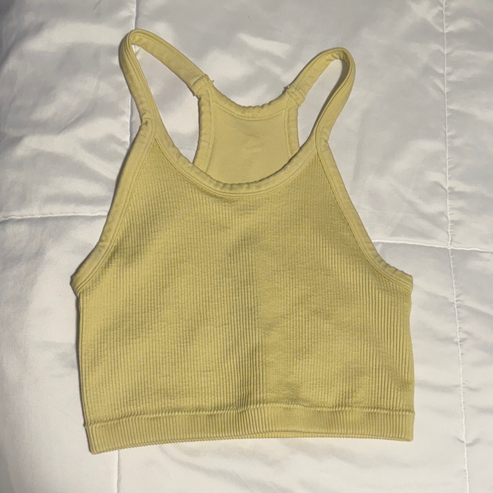 Yellow Ribbed Tank Top